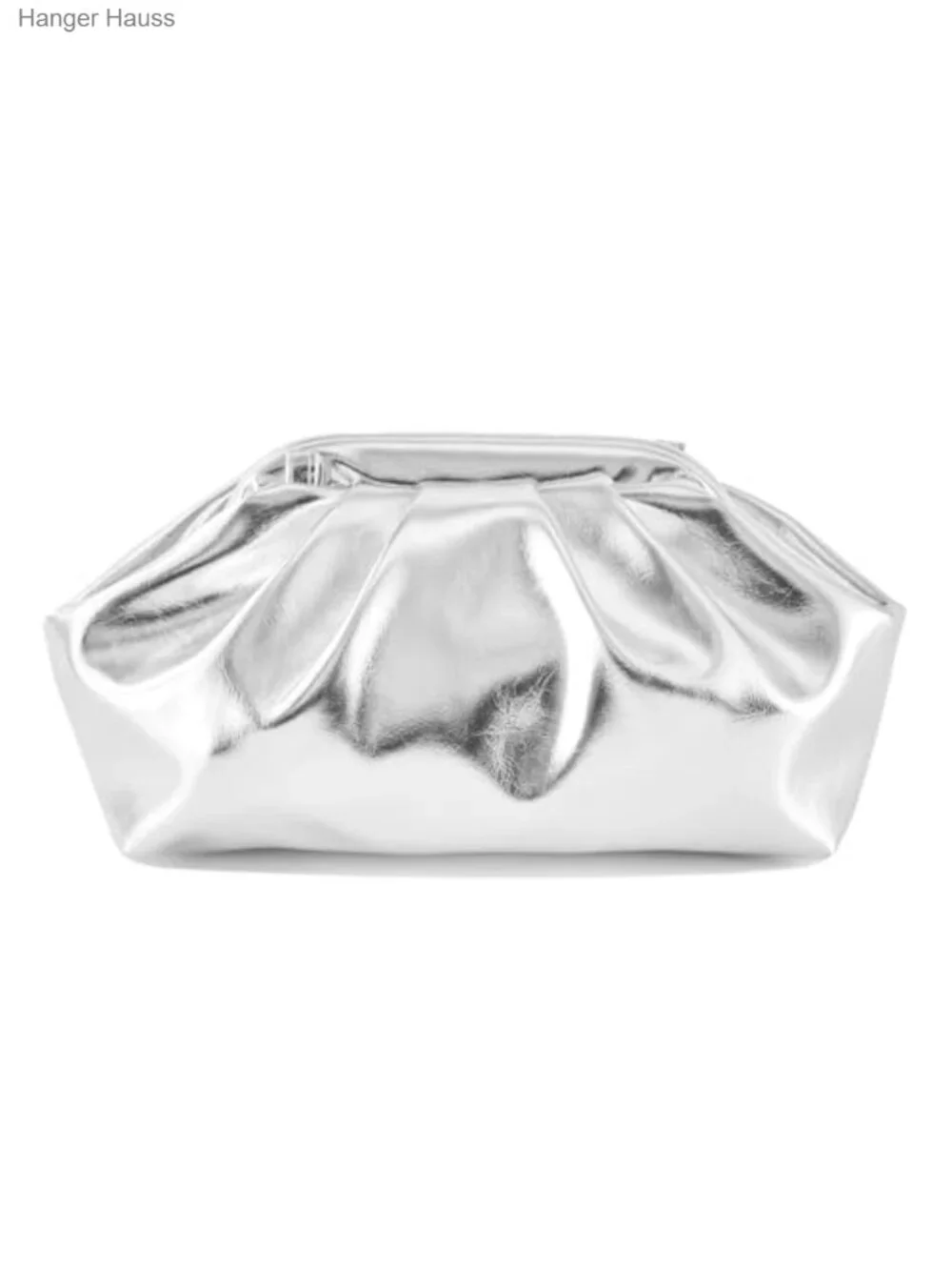 Pleated Evening Clutch Purse Vegan PU Metallic Shoulder Bag